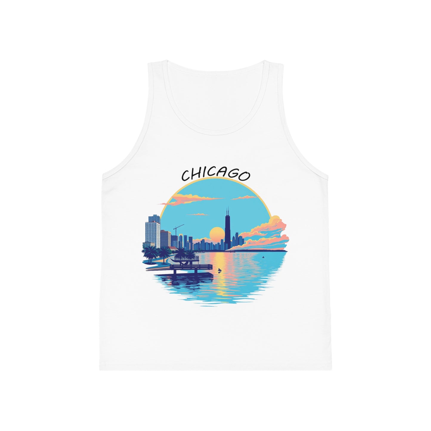 Retro Chicago Sunset Unisex Kids Jersey Tank Top
