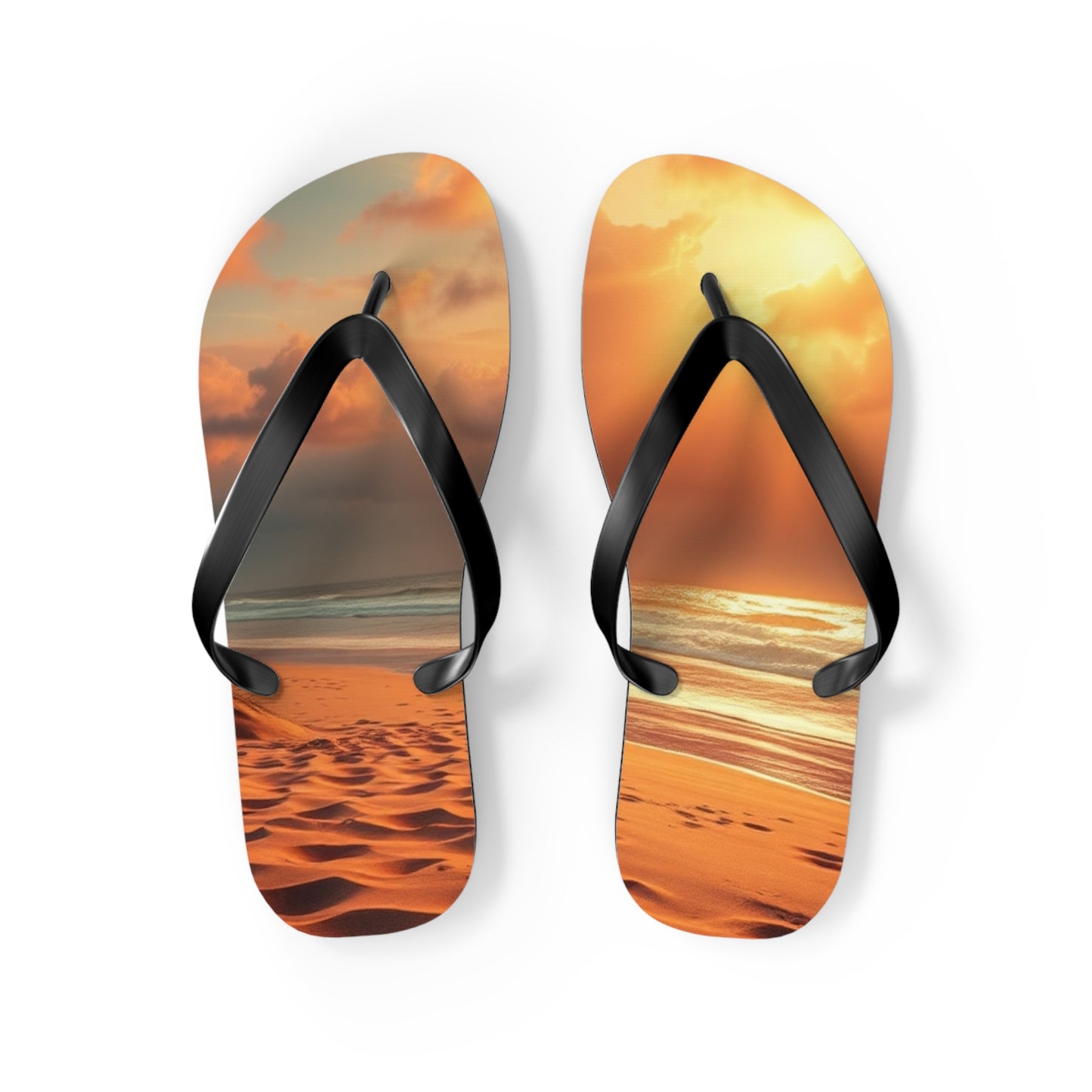 Sandy Beach Sunset Flip Flops