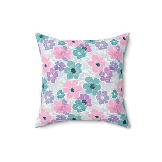 Pastel Floral Print Throw Pillow