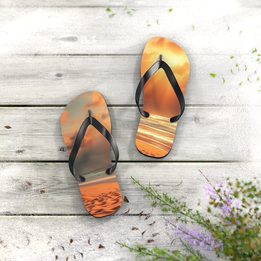Sandy Beach Sunset Flip Flops