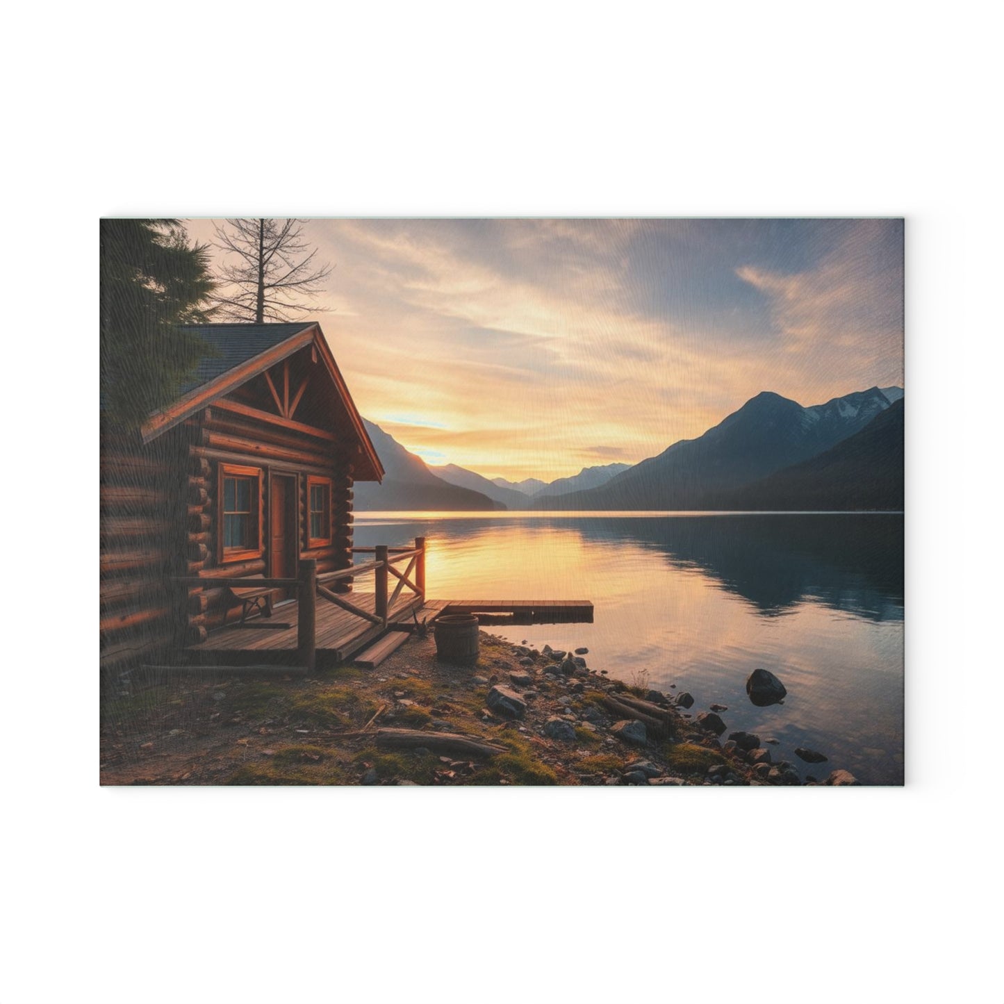 Lakeside Cabin Glass Cutting Board