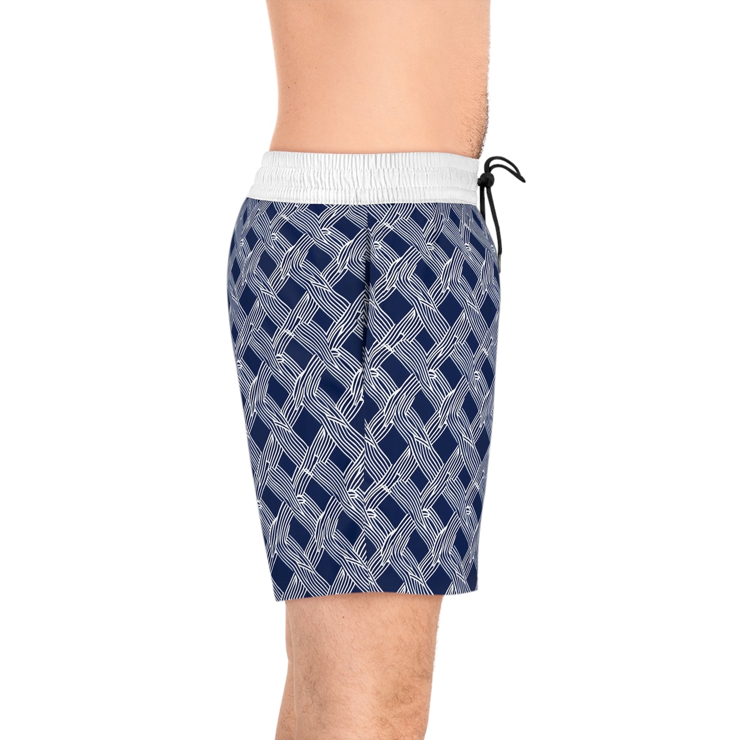 Nautical Woven Design Men's Mid-Length Swim Shorts