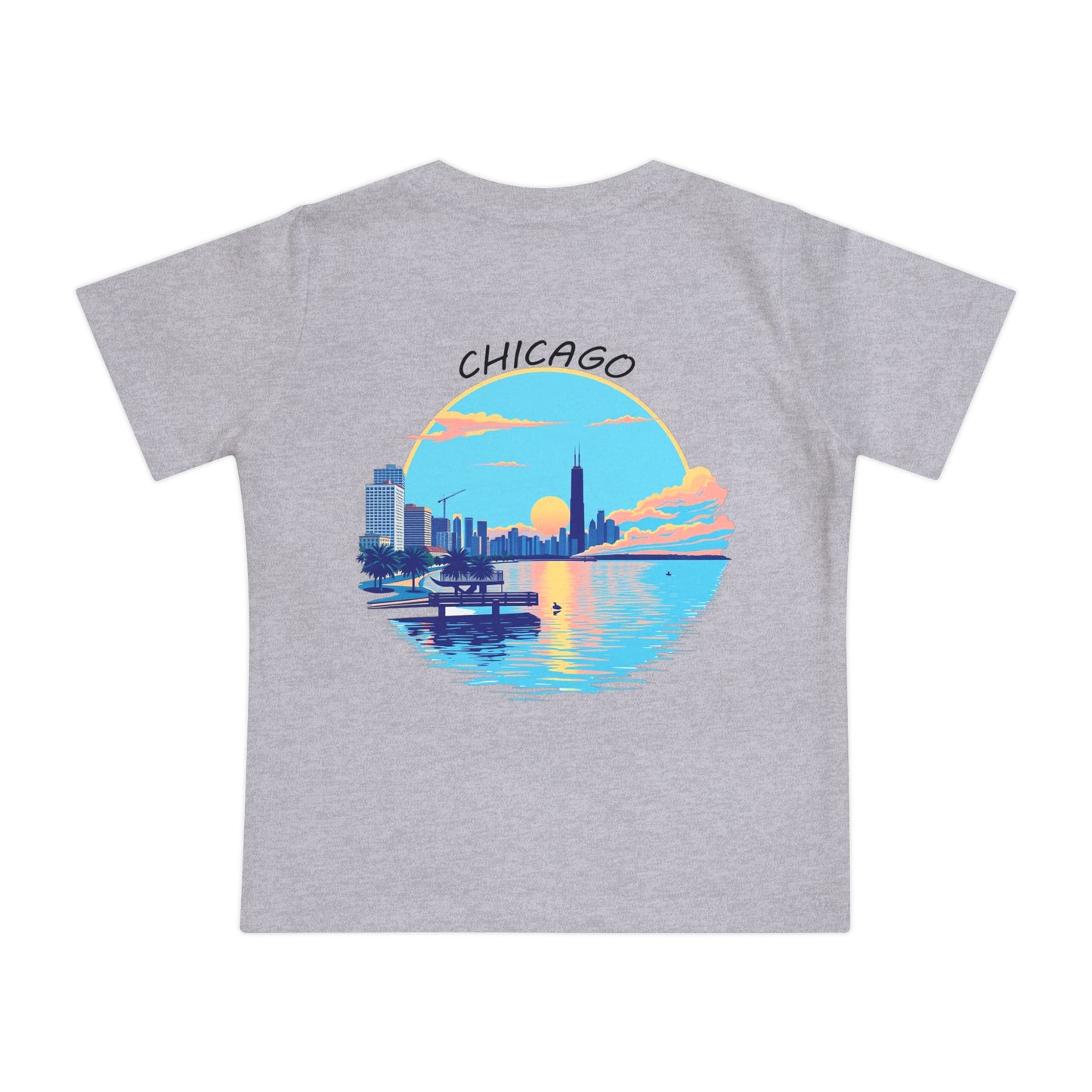 Retro Chicago Sunset Unisex Baby Short Sleeve T-Shirt