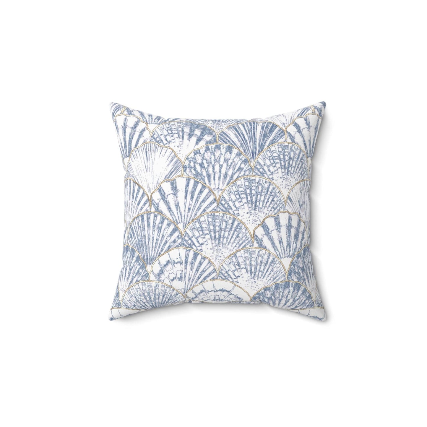 Blue Seashell Coastal Pillow