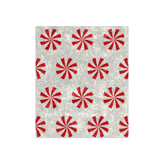Peppermint Swirl Crushed Velvet Throw Blanket