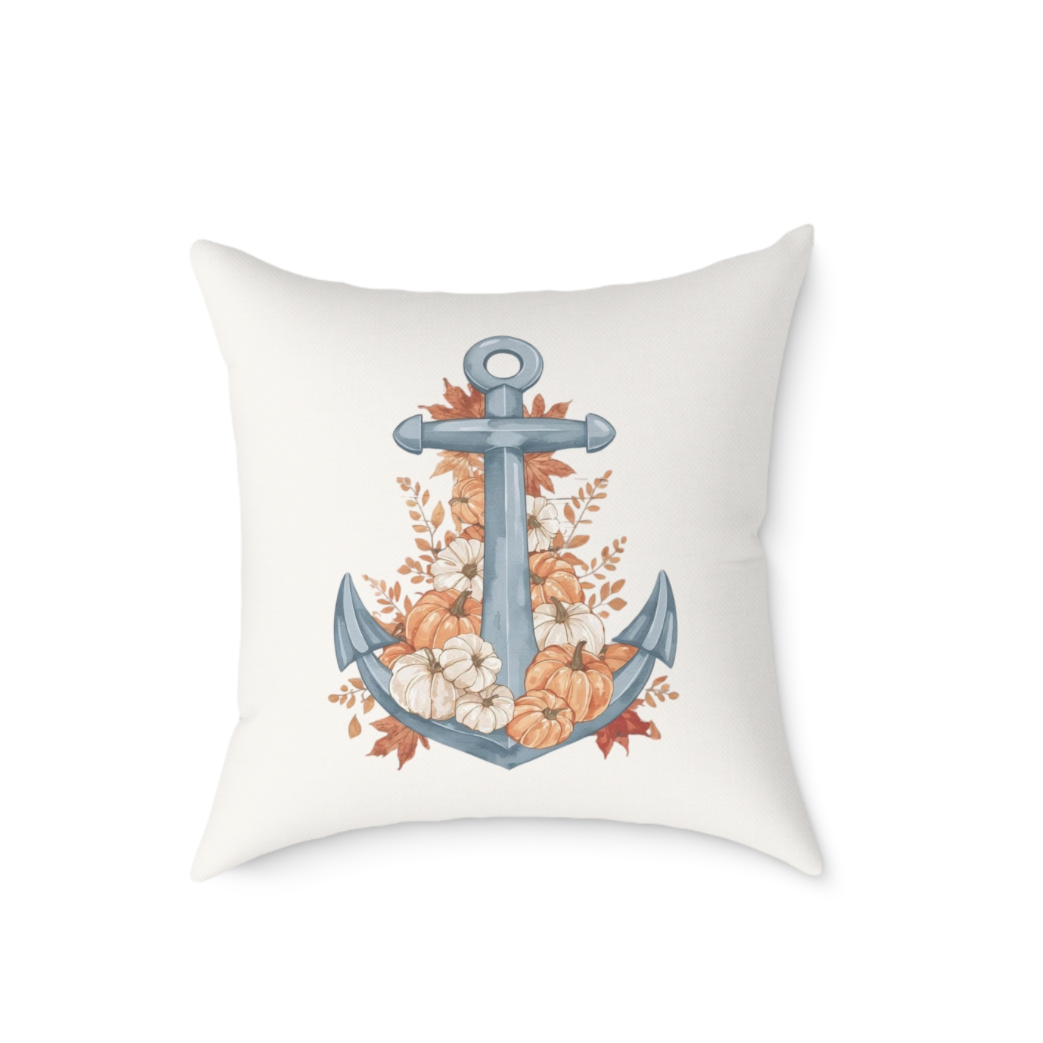Fall Coastal Anchor Throw Pillow