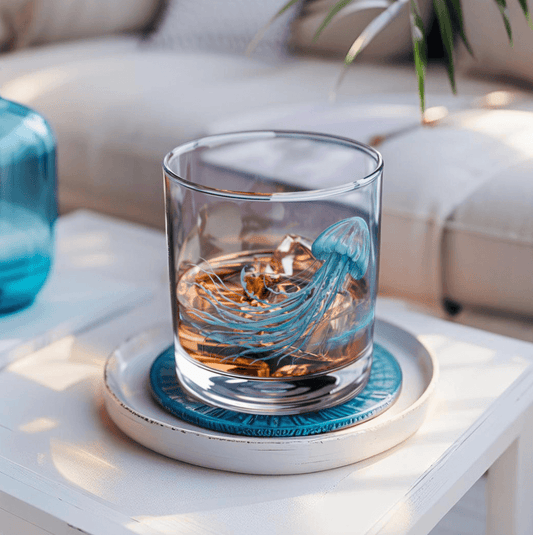 Artistic Jellyfish Rocks Glass