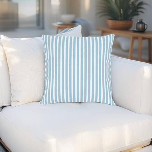 Nautical Blue Striped Throw Pillow