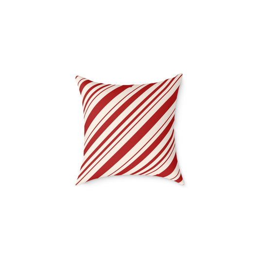 Red and White Striped Christmas Throw Pillow