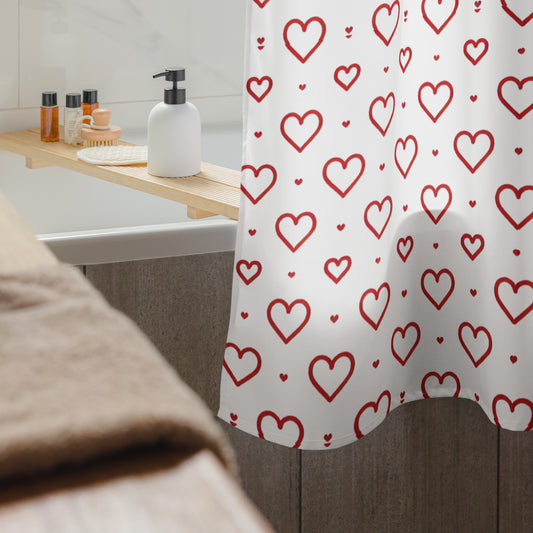 Red Hearts Print Shower Curtain
