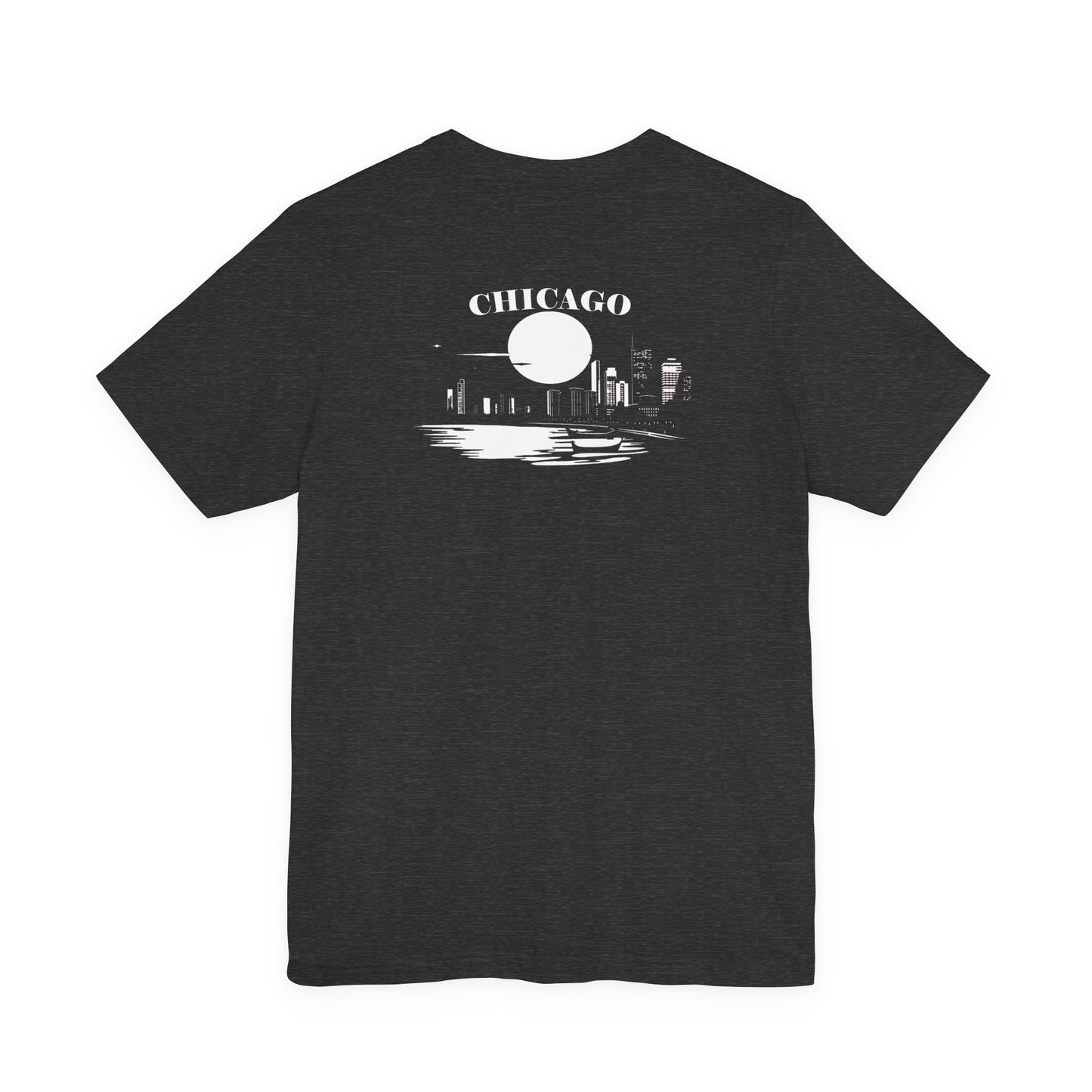 Mystery Noir Chicago Skyline Sunset Unisex Jersey Short Sleeve Tee