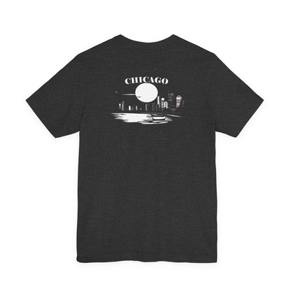 Mystery Noir Chicago Skyline Sunset Unisex Jersey Short Sleeve Tee