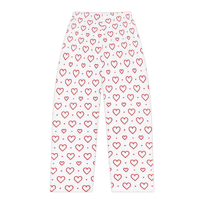Red Hearts Print Women's Pajama Pants