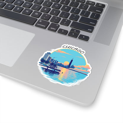 Retro Chicago Sunset Kiss-Cut Sticker