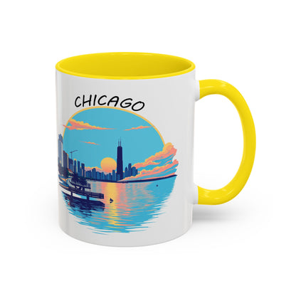 Retro Chicago Sunset Accent Coffee Mug