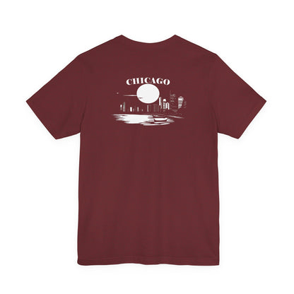 Mystery Noir Chicago Skyline Sunset Unisex Jersey Short Sleeve Tee