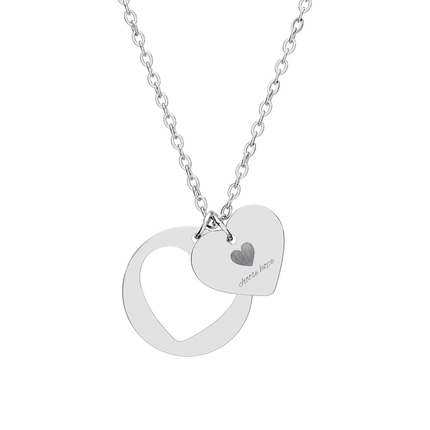 Choose Hope — Engraved Heart Cutout Necklace