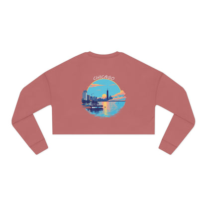 Retro Chicago Sunset Women's Cropped Sweatshirt