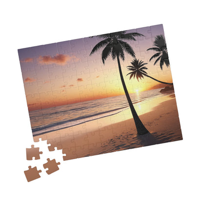 Tropical Beach at Sunset Jigsaw Puzzle