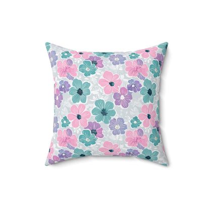 Pastel Floral Print Throw Pillow