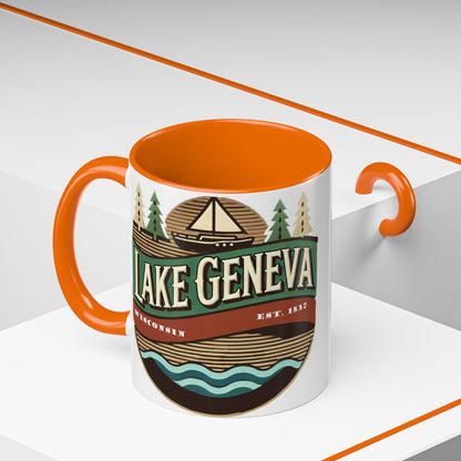 Retro Lake Geneva Accent Coffee Mug