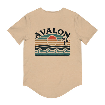 Retro Avalon Sunset Men's Jersey Curved Hem Tee