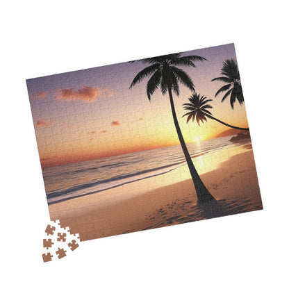 Tropical Beach at Sunset Jigsaw Puzzle