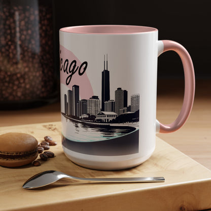 Elegant Chicago Skyline Accent Coffee Mug