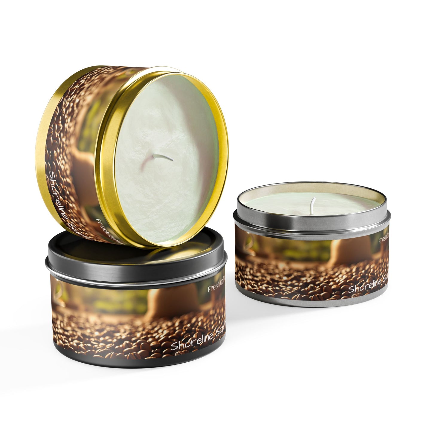 Fresh Coffee Scented Rustic Tin Candle