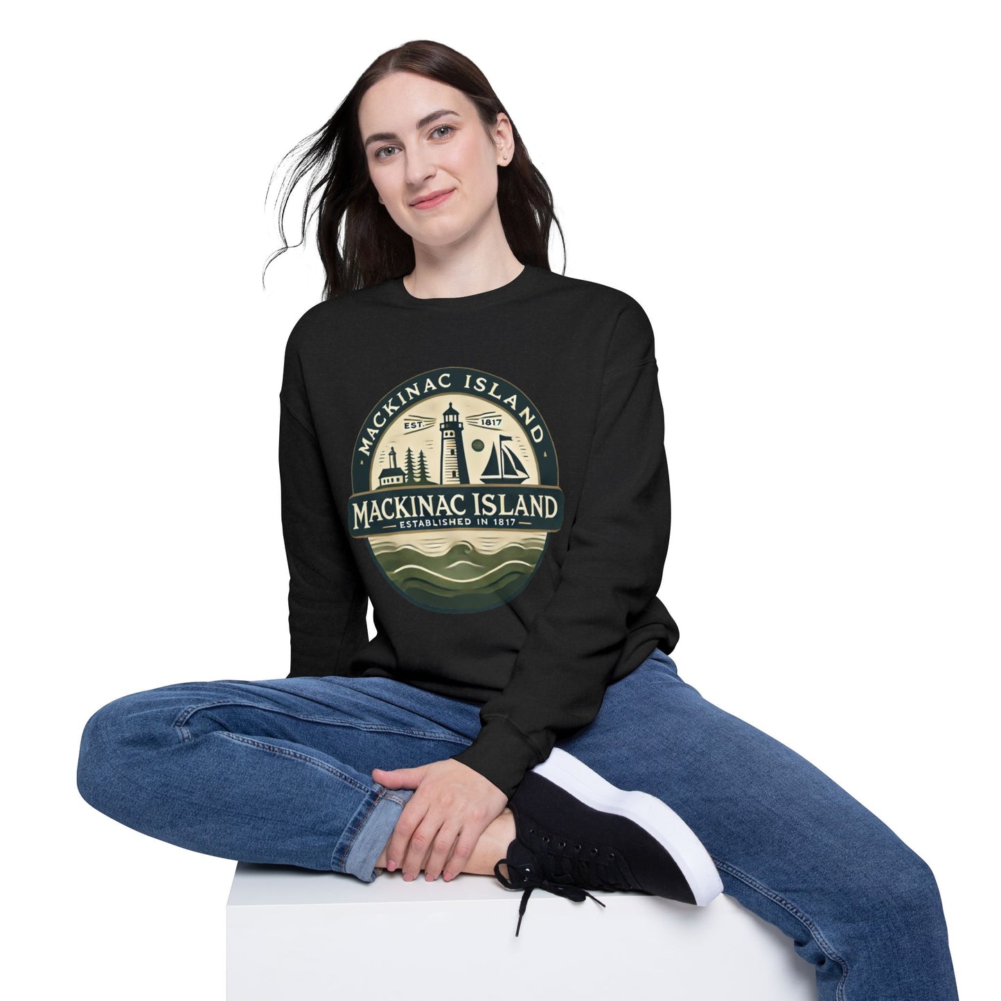 Vintage Mackinac Island Unisex Drop Shoulder Sweatshirt