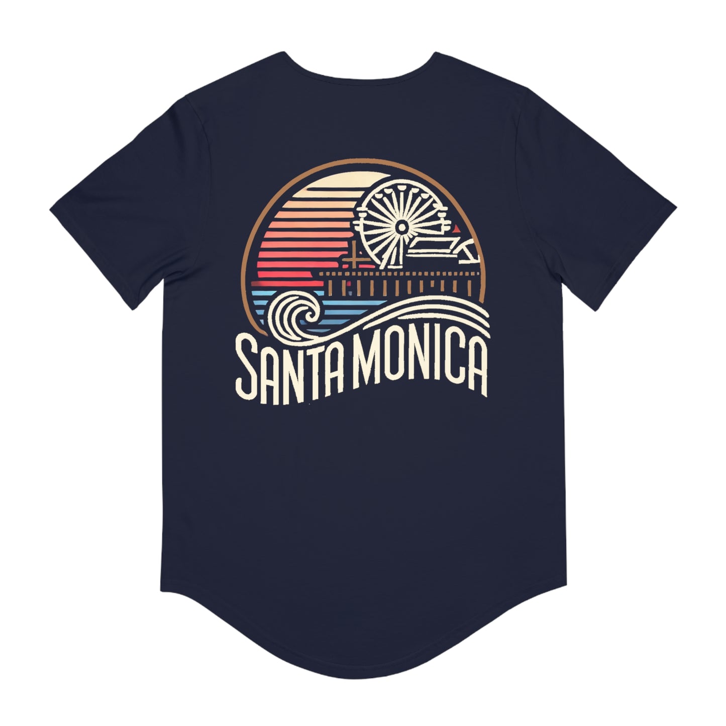 Vibrant Santa Monica Men's Jersey Curved Hem Tee