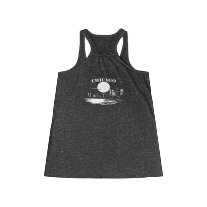 Mystery Noir Chicago Skyline Sunset Women's Flowy Racerback Tank