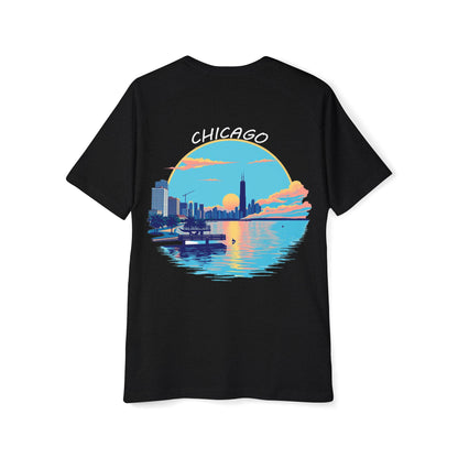 Retro Chicago Sunset Men's Raglan T-Shirt