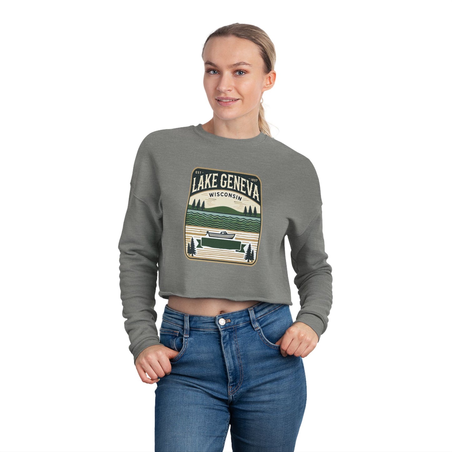 Vintage Lake Geneva Women's Cropped Sweatshirt