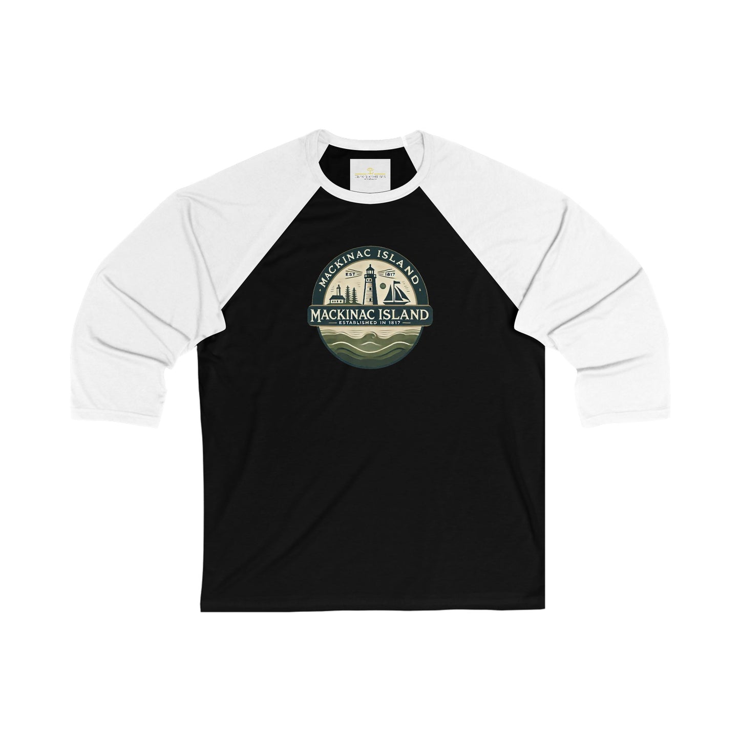 Vintage Mackinac Island Men's 3/4 Sleeve Baseball Tee