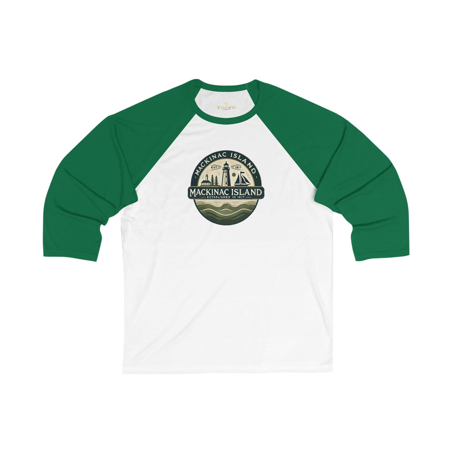 Vintage Mackinac Island Men's 3/4 Sleeve Baseball Tee