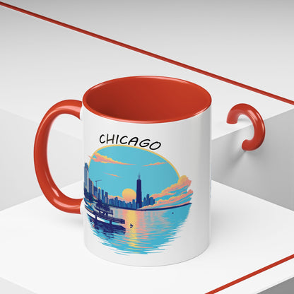 Retro Chicago Sunset Accent Coffee Mug