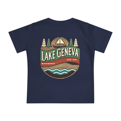 Retro Lake Geneva Unisex Baby Short Sleeve T-Shirt