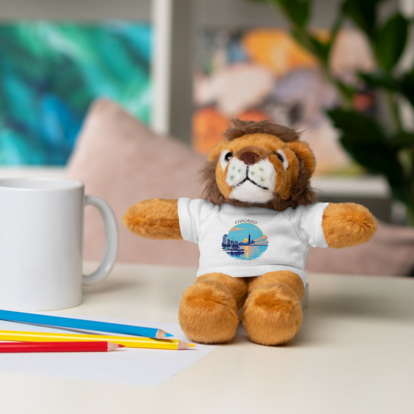 Retro Chicago Sunset Stuffed Animals with Tee