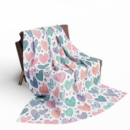 Pastel Hearts Arctic Fleece Blanket