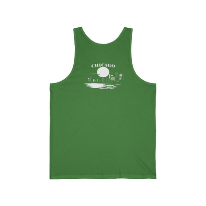 Mystery Noir Chicago Skyline Sunset Unisex Jersey Tank