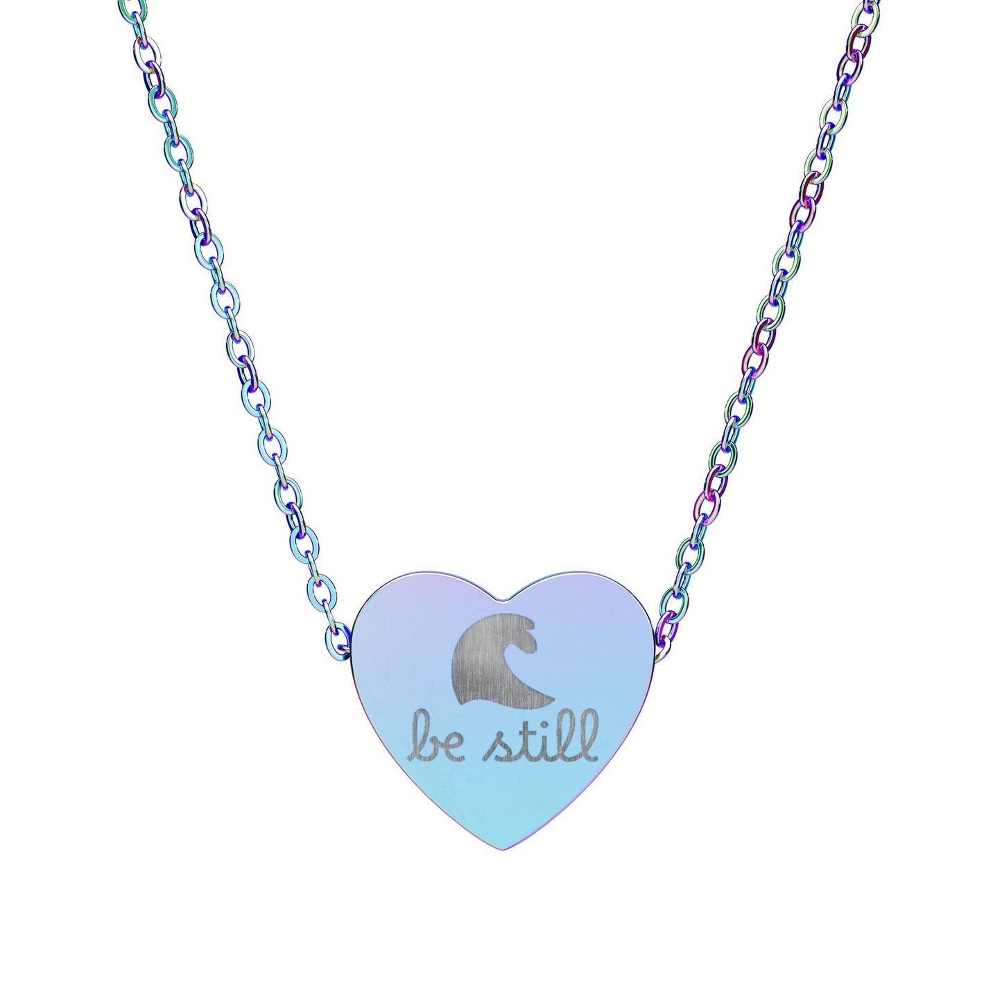 Be Still — Engraved Heart Necklace