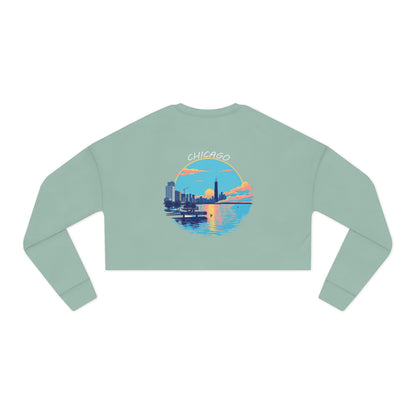 Retro Chicago Sunset Women's Cropped Sweatshirt