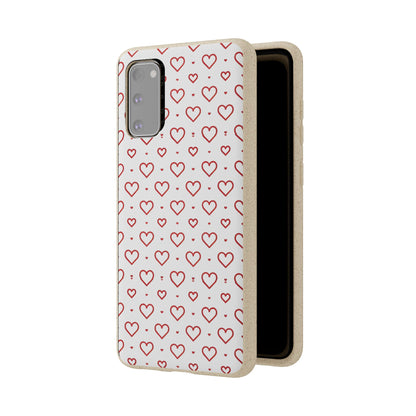 Red Hearts Print MagSafe Biodegradable Phone Case