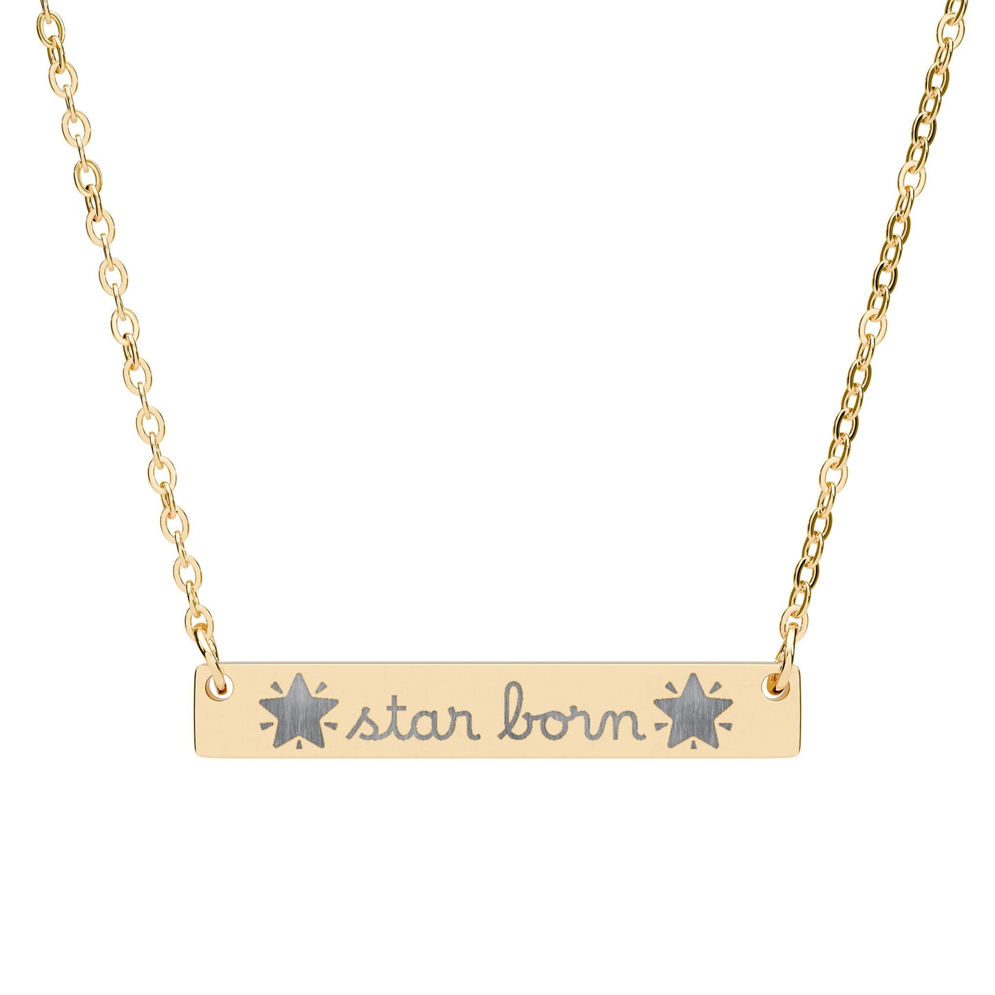 Star Born — Engraved Bar Necklace