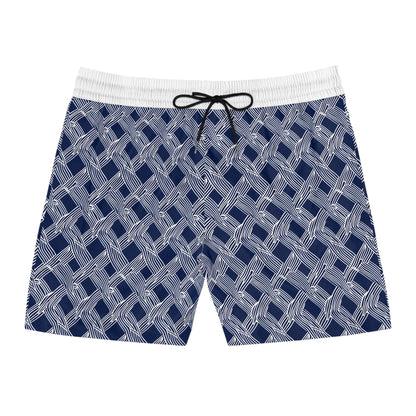 Nautical Woven Design Men's Mid-Length Swim Shorts