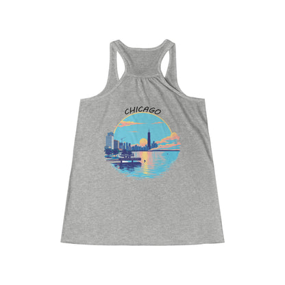 Retro Chicago Sunset Women's Flowy Racerback Tank