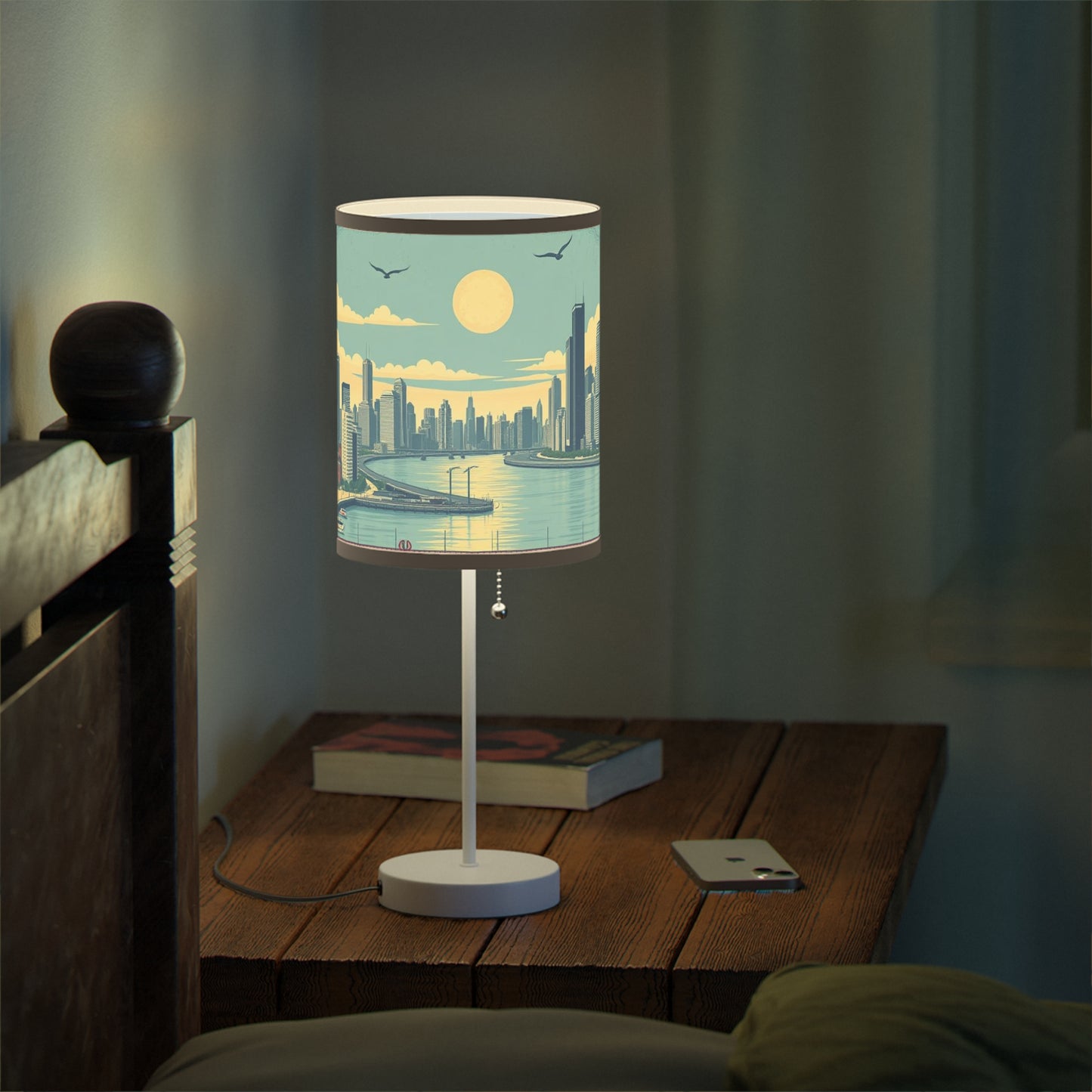 Retro Chicago Skyline Lamp on a Stand