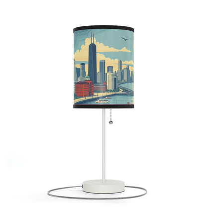 Retro Chicago Skyline Lamp on a Stand