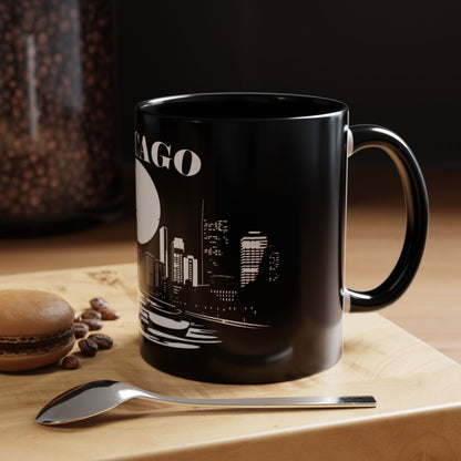 Mystery Noir Chicago Skyline Sunset Accent Coffee Mug